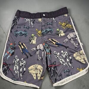 Star Wars Retro Classic Mens Swim Trunks  Medium Gray All Over Print Board Short
